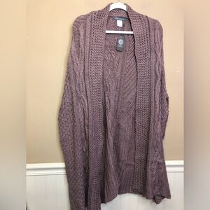Vince Camuto Cozy Cable Knit Topper Sweater Dusty Rose Pink One Size NWT